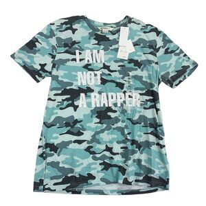 Eleven Paris Mens I Am Not A Rapper Camo Short Sleeve T-Shirt Blue Gray XL